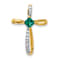 10k Yellow Gold Rhodium Over 10k Yellow Gold 0.46ctw Lab Created Emerald
and Diamond Cross Pendant