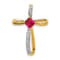 14k Yellow Gold and Rhodium Over 14k Yellow Gold Lab Created Ruby and
Diamond Cross Slide