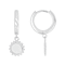 Sun Disc Drop Huggie Earrings In Sterling Silver