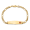 14k Yellow Gold Medical Soft Diamond Shape Red Enamel Figaro Link ID Bracelet