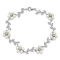 Rhodium Over Sterling Silver Freshwater Cultured Pearl and Cubic
Zirconia Floral Bracelet
