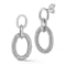Rachel Zoe Pave CZ Oval Link Dangle Earrings in Rhodium Over Brass