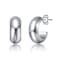 Classic Tubular C-Hoop Earrings In Rhodium Over Brass