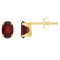 6x4mm Oval Garnet 10k Yellow Gold Stud Earrings