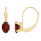 6x4mm Oval Garnet 10k Yellow Gold Drop Earrings
