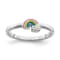 Rhodium Over Sterling Silver Multi-color Enameled Rainbow Children's Ring