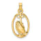10K Yellow Gold Praying Hands and Cross In Oval Charm