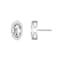 Oval CZ Stud Earrings In White Rhodium Over Brass