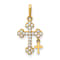 10k Yellow Gold Cubic Zirconia Budded Cross with Cross Dangle Pendant