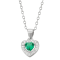 Green And White Cubic Zirconia Rhodium Over Silver Children's Heart
Pendant With Chain 0.49ctw