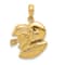 14k Yellow Gold Brushed and Textured Double Football Helmets and Ball pendant