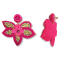 Pink Seed Beads With Clear Crystal Butterfly Earring