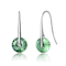 Tourmaline Color CZ Solitaire Drop Earrings In Rhodium Over Brass