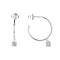 White Topaz Rhodium Over Sterling Silver Drop Round Hoop Earrings