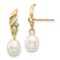 14K Yellow Gold 5-6mm White Rice Freshwater Cultured Pearl 0.02ct
Diamond Dangle Earrings