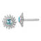 Rhodium Over Sterling Silver Polished Blue Crystal Sun Post Earrings