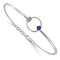 Rhodium Over 14k White Gold Diamond and Blue Sapphire Circle Bracelet