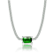Emerald Color CZ Solitaire Necklace In Sterling Silver