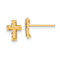 14k Yellow Gold Satin, Polished and Diamond-Cut Cross Stud Earrings