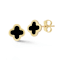 Bellissima Gold 14K Yellow Gold Black Enamel Dainty Clover Studs