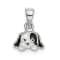 Rhodium Over Sterling Silver Black/White Enameled Puppy Children's Pendant