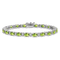 Rhodium Over 14k White Gold Oval Peridot and Diamond Bracelet