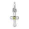 Rhodium Over Sterling Silver Child's August Light Green Preciosca
Crystal Cross Pendant