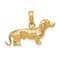 14k Yellow Gold Solid Polished and Textured 3D Wire Haired Dachshund Pendant