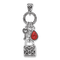 Rhodium Over Sterling Silver Oxidized Enamel Red Sponge Coral Lock and
Key Pendant