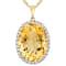Golden Citrine And White Zircon Pendant Necklace In 18K Gold Over
Sterling Silver 14.30ctw