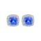 14K White Gold Rectangular Cushion Tanzanite and Diamond Earrings 5.51ctw