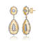 Pear Shape CZ Two-Tone Drop Earrings In 14K Gold Over Brass And Rhodium
Over Brass