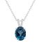 10x8mm Oval London Blue Topaz With Diamond Accents Rhodium Over Sterling
Silver Pendant with Chain