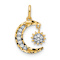 14k Yellow Gold and Rhodium Over 14k Yellow Gold Diamond-Cut Cubic
Zirconia Moon and Star Pendant