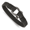 Black Leather and Stainless Steel Antiqued White Bronze Plated 8-inch
Shackle Bracelet