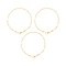 18K Yellow Gold Plated Over Sterling Silver Set of 3 Polished Link
Bracelets, 7.25 Inches