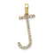 14K Yellow Gold Diamond Letter J Initial Pendant