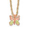 10k Yellow Gold With 12k Rose Gold and 12k Green Gold Accent Butterfly
Pendant With 18 Inch Chain