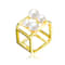 Freshwater Pearl Geometric Ring In 14K Gold Over Sterling Silver