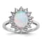 Rhodium Over Sterling Silver Lab Created Opal and Cubic Zirconia Oval
Halo Ring