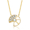 CZ Snail Charm Station Necklace In 14K Gold Over Brass