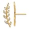 14K Yellow Gold CZ Fern Ear Climber Earrings