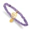 Yellow Stainless Steel Polished Eye of Horus Purple Jade Stretch Bracelet