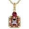 Color-Change Gemstone, Rhodolite And White Zircon Pendant Necklace In
18K Gold Over Sterling Silver 4.00ctw