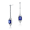 Sapphire Color CZ Square Drop Earrings In Sterling Silver