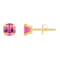 5mm Cushion Pink Topaz 10k Yellow Gold Stud Earrings
