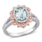 Aquamarine and Diamond 10K White and Rose Gold Shank Ring 0.93ctw
