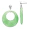 Rhodium Over Sterling Silver Polished Jadeite Circle Post Dangle Earrings