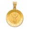 14k Yellow Gold Polished Satin Divino Nino Round Medal Pendant