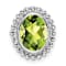 Rhodium Over 10k White Gold Beaded 1 ctw Oval Peridot Chain Slide Pendant